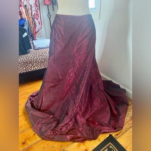 Fabulous burgundy red metallic burlesque wedding pageant prom formal long skirt!